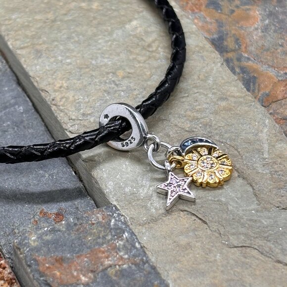 Celestial Triple Dangle Bracelet Charm - S925 Sterling Silver Fits Pandora - Picture 4 of 4